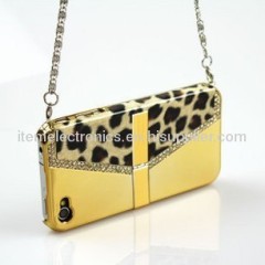 Handbag Design Luxury Case for iPhone 4 4S Leopard Handbag Lady Case With Different Colors + Retail Package