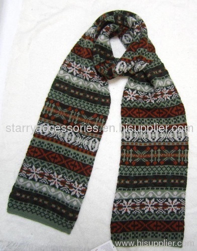 Acrylic jacquard double layer knitted scarf