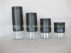 black glass canisters with steel coating