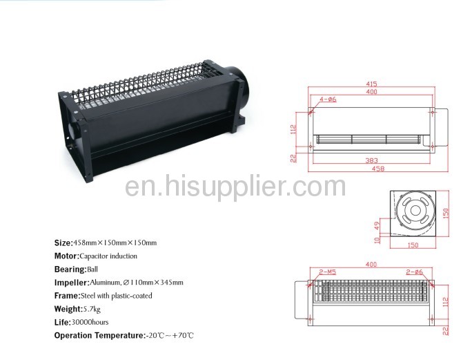 Crow flow fans 458mmx150mmx150 mm bearing ball