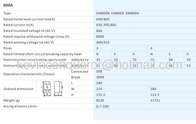 CM1 MCCB/moulded case circuit breaker--EM800N