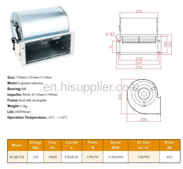 Crow flow fans 380mmx255mmx215 mm bearing ball