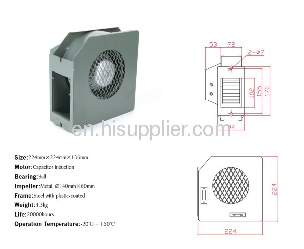 Crow flow fans 224mmx224mmx136 mm bearing ball