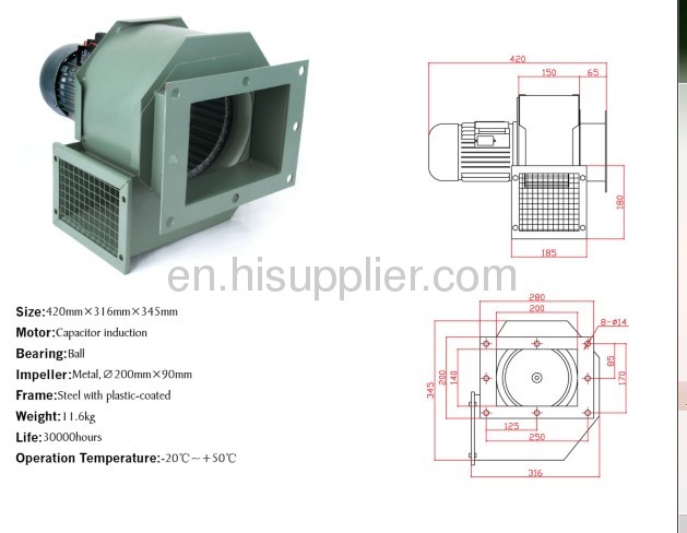 Crow flow fans 380mmx255mmx215 mm bearing ball