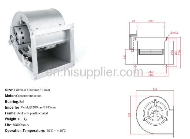 Crow flow fans 330mmx316mmx321 mm bearing ball