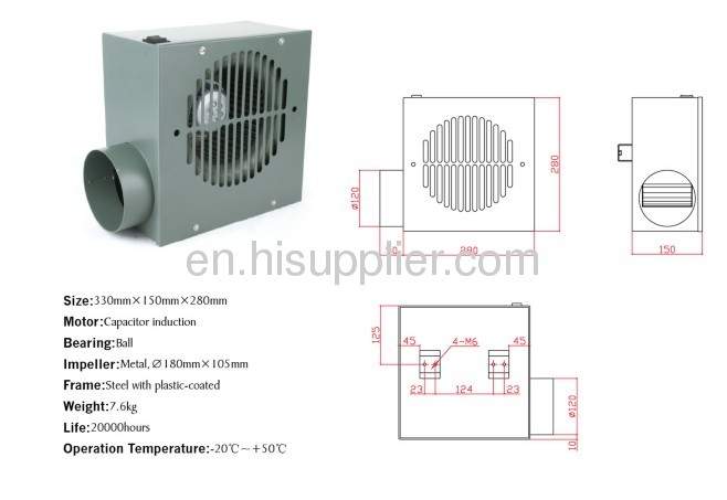 Crow flow fans 330mmx150mmx280 mm bearing ball