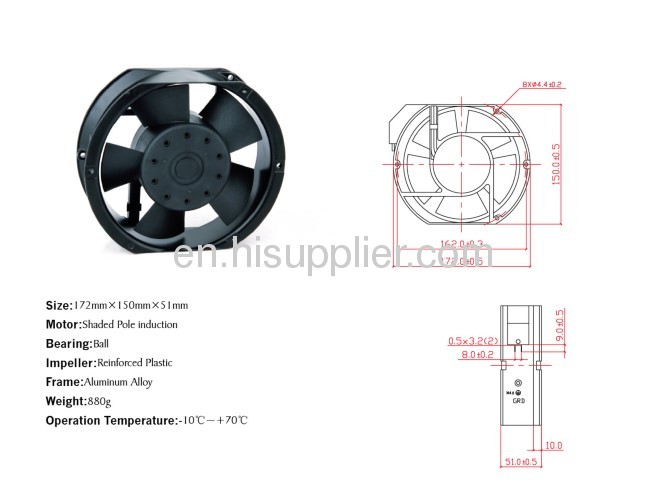 Axial Fans GF-1225B 172mmx150mmx51mm