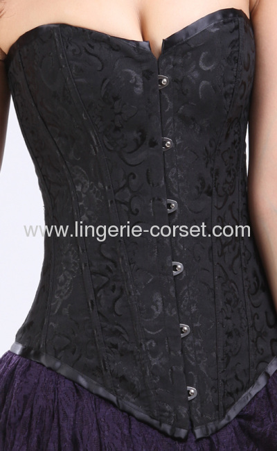 sexy black calico overbust corset 
