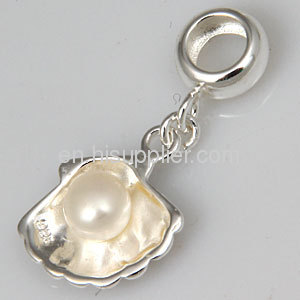 2013 european 925 Sterling Silver Shell Pearl Charm For Sale