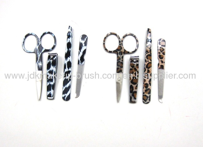 4pcs Leopard Zebra stainless manicure set