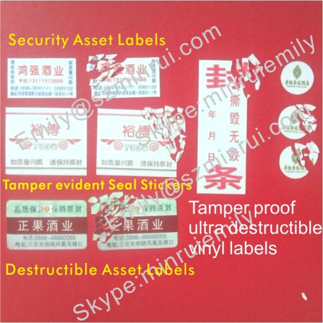 Custom Destructible Labels,Professional Ultra Destructive Vinyl Labels from China