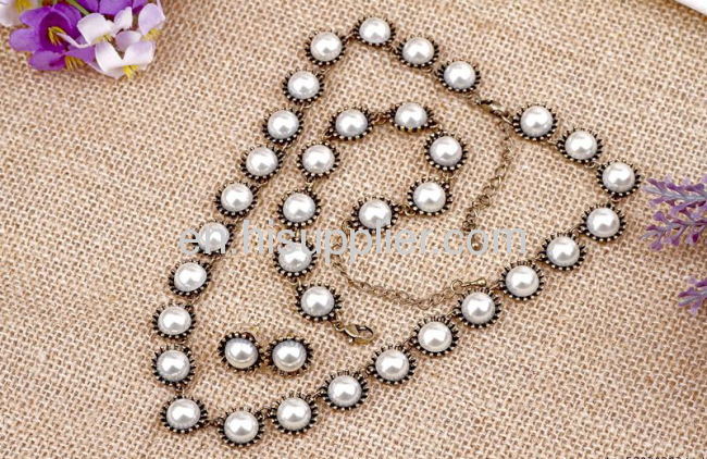 Wholesale Outstanding Latest Design Imitation Pearl Jewelry Set Cheap