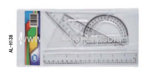 20cm Student 4pc Plastice Ruler Set