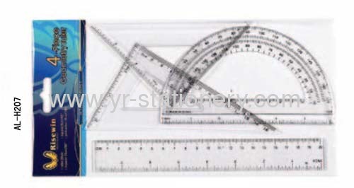 20cm Student 4pc Plastice Ruler Set