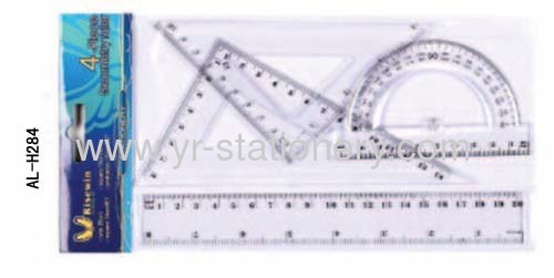 20cm Student 4pc Plastice Ruler Set