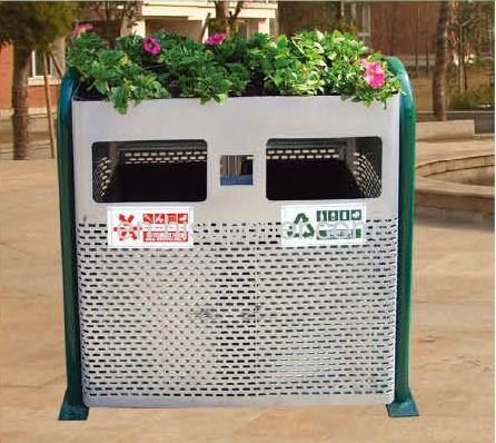 Outdoor iron double dustbin