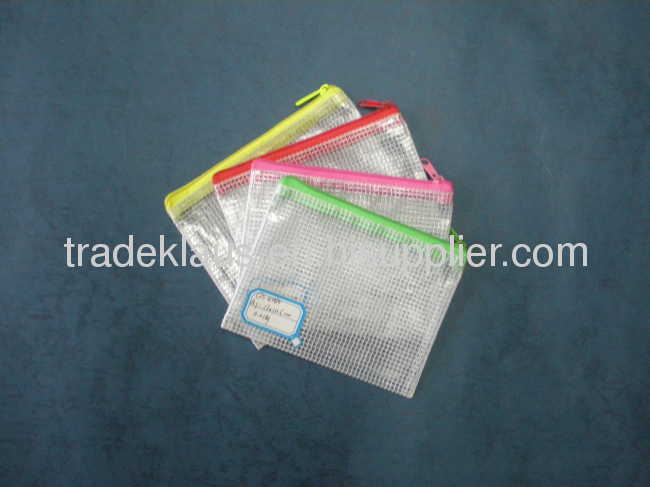 PVC soft&thin mesh zipper paper bag, multi-color.