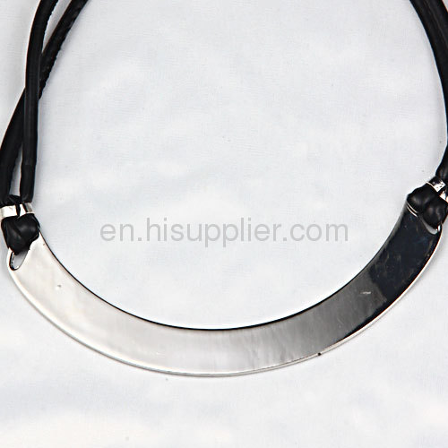 Fashion Punk Style Jewerly Black White Leather Choker Bib Necklace For Women