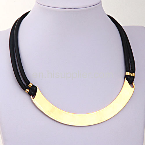 Fashion Punk Style Jewerly Black White Leather Choker Bib Necklace For Women