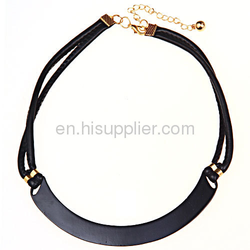 Fashion Punk Style Jewerly Black White Leather Choker Bib Necklace For Women