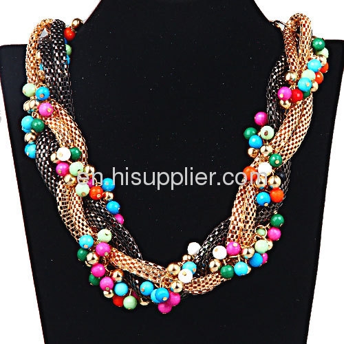 Fashion Colorful Seed Beads Chunky Braided Snake Chain Necklace Cheap