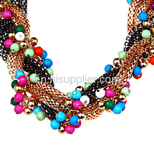 Fashion Colorful Seed Beads Chunky Braided Snake Chain Necklace Cheap