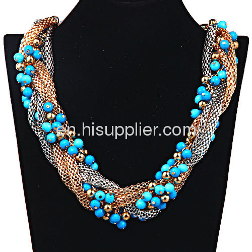 Fashion Colorful Seed Beads Chunky Braided Snake Chain Necklace Cheap