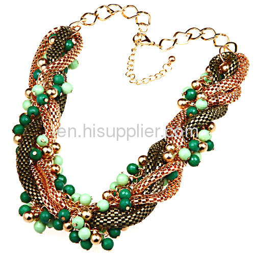 Fashion Colorful Seed Beads Chunky Braided Snake Chain Necklace Cheap