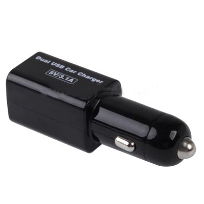 Dual USB Car Charger for iPhone 5 / iPhone 4 & 4S / New iPad / iPad 2 / iPod, Output: DC 5V / 2.1A, DC 5V / 1.0A (Black)