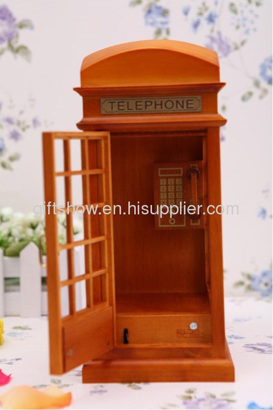 Retro phone booth music box