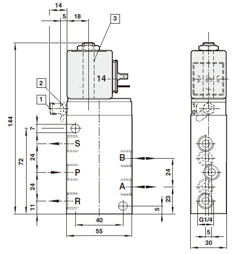 5/2 way eletromagnetic actuatedHerion Inline spoolValve