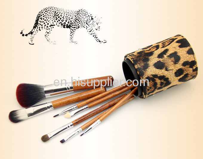 Synthetic Hair7PCS Cosmetic brush kit with Leopard Cup Holder