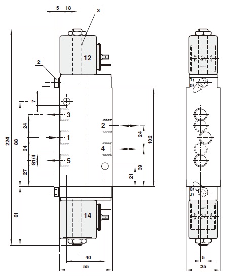 Double actuated Herion 1/4DN6 Herion 5/2 way Solenoid Valve