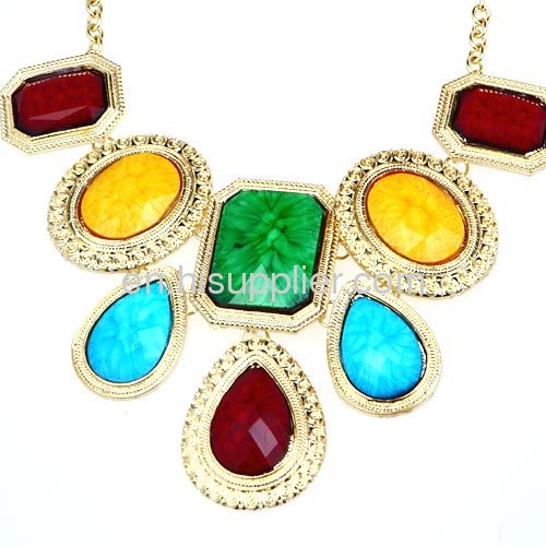 Cheap Brand Design Exquisite Colorful Bib Necklace Vintage Jewelry