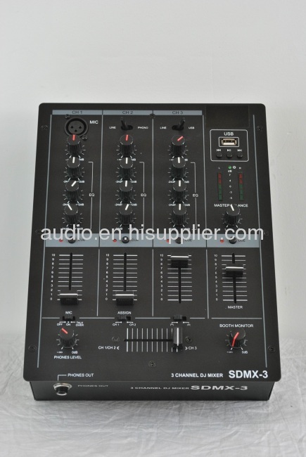 Professional3 channel DJ mixer with USB SDMX-3