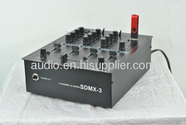 Professional3 channel DJ mixer with USB SDMX-3