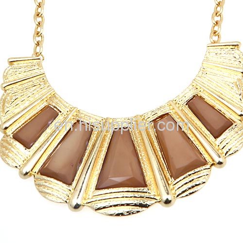 Gold Filled Jewelry,Artificial Stone Scalloped Collar Necklace