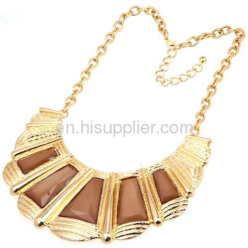 Gold Filled Jewelry,Artificial Stone Scalloped Collar Necklace