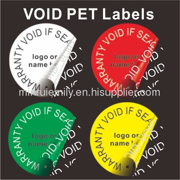 Custom Round Warranty VOID Labels,Water Proof PET VOID Stickers