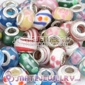 Mix 50 Pcs Big Hole Lampwork Glass Charm european Mixed Lots Beads