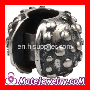 Oxidized 925 Sterling Silver Studded Stopper Clip Beads Fit european