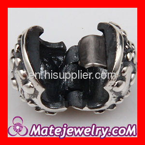 Oxidized 925 Sterling Silver Studded Stopper Clip Beads Fit european