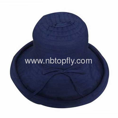 Ribbon summer sun protection hats with roll brim UPF50+