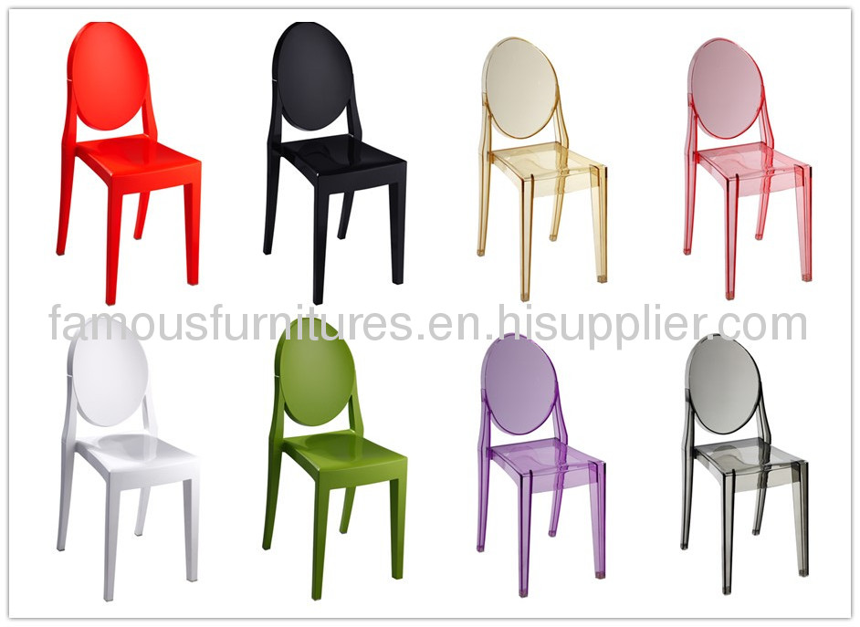 PC rounded backrest Victoria ghost side dining chairs