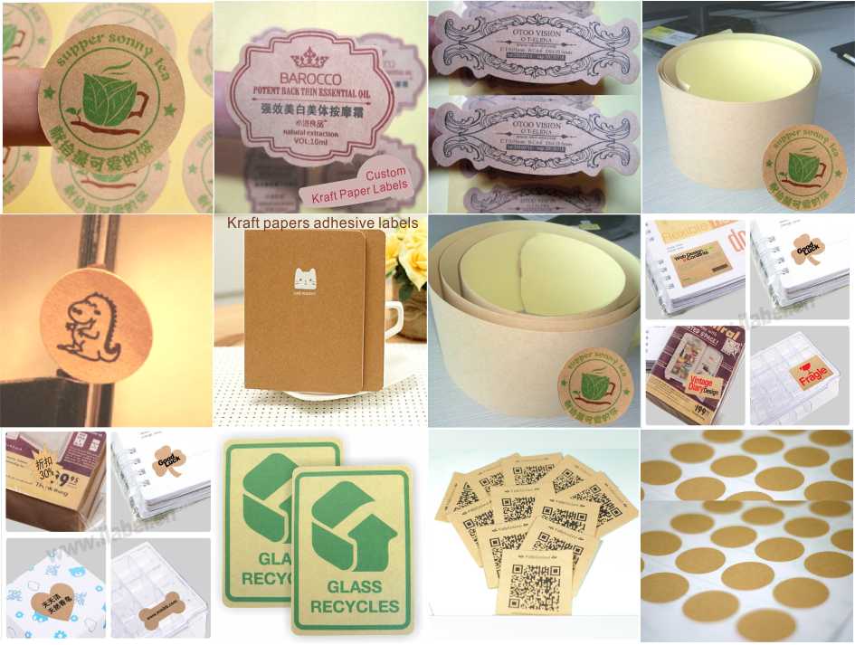 Custom Colorful Labels Printed on Brown kraft labels