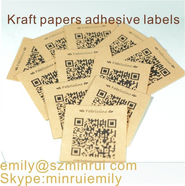 Custom Kraft Adhesive Labels with Brcode or QR code,Kraft QR code Labels