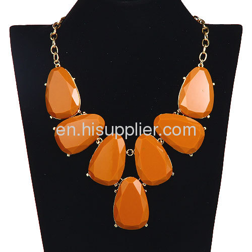 2013 Trendy Costume Jewelry Teardrop Resin Stone Necklace