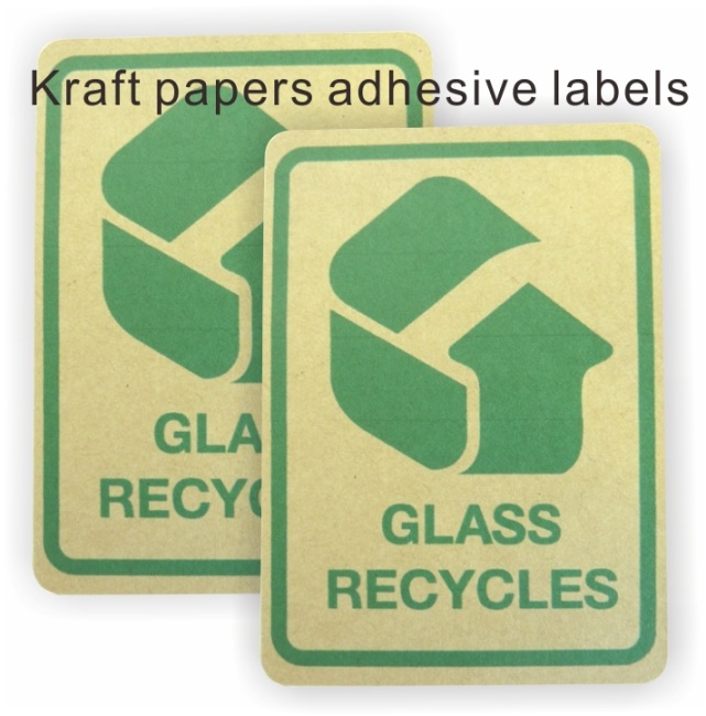 Custom Kraft Labels With Green RECYCLES Logo Printing