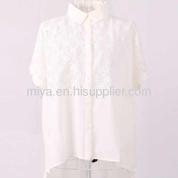 latest white lady lace fashionable blouse