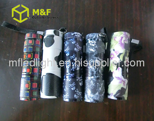 High power 9LED aluminum flashlight aaa battery